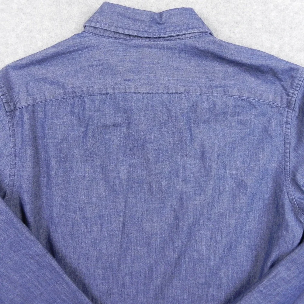 Banana Republic Shirt Mens Small Chambray Double Pocket Button Blue Long Sleeve